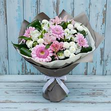 Букет цветов из:  Герберы, Альстромерии и Хризантемы в Авангард