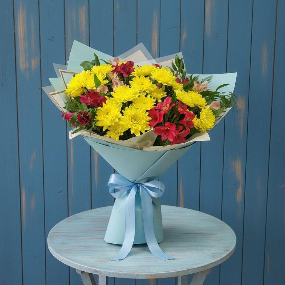 Букет цветов из: Альстромерии и Хризантемы в Авангард