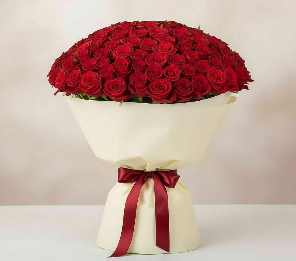 Букет 101 Красная роза Милано в Авангард