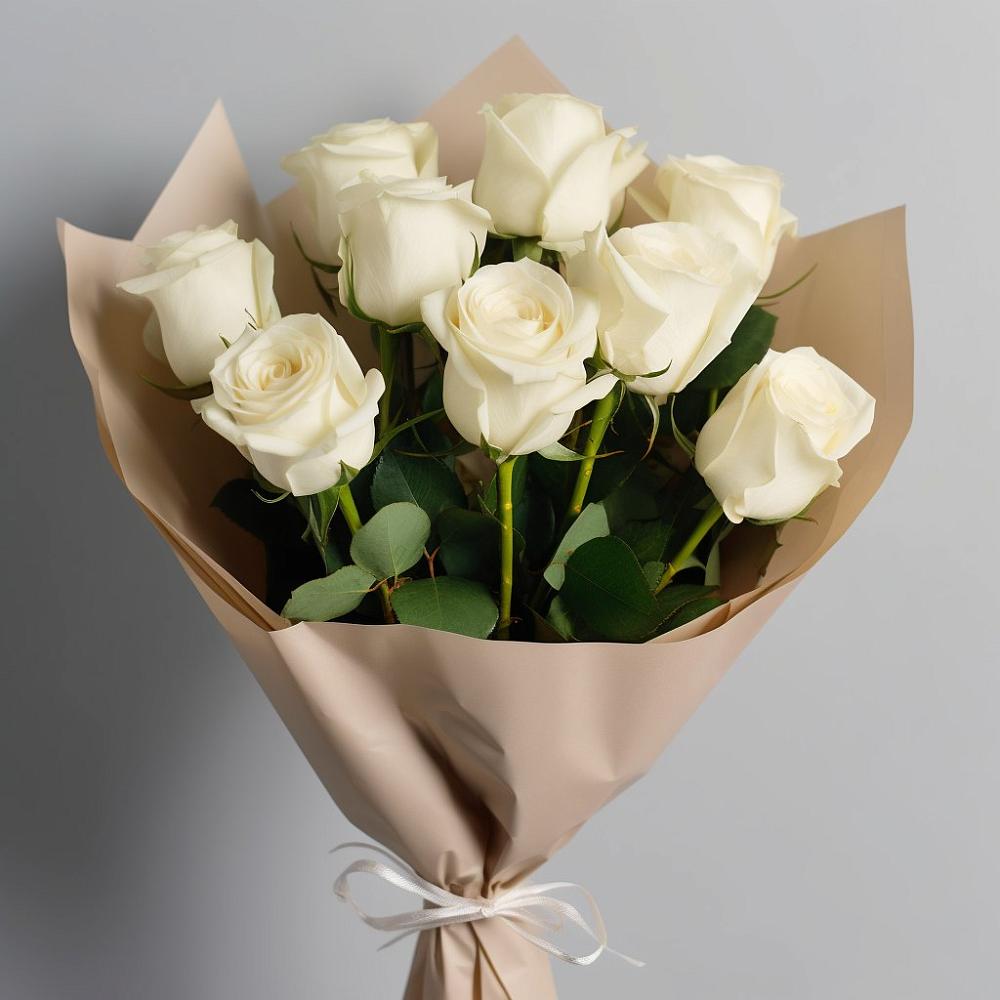 Букет 9 Белых роз Эдлесс Лав в Авангард