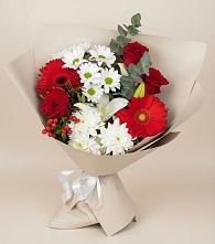 Букет цветов из:  Розы, Хризантемы, Герберы и Лилии #REPLACE_PRED# Авангард