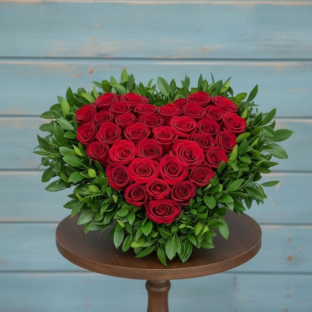 Цветочная композиция из Розы в виде сердца в Авангард