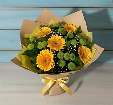 Букет цветов из:  Герберы и Хризантемы в Авангард