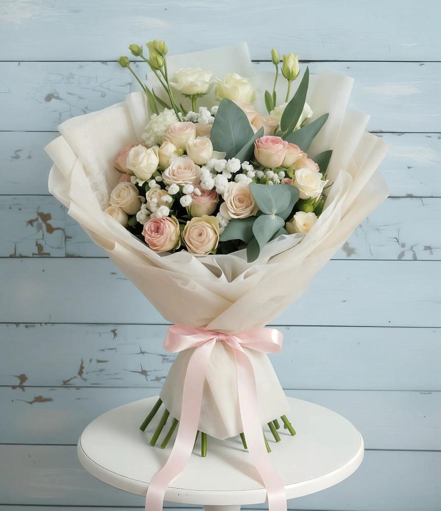 Букет цветов из: Розы и Лизиантусы в Авангард